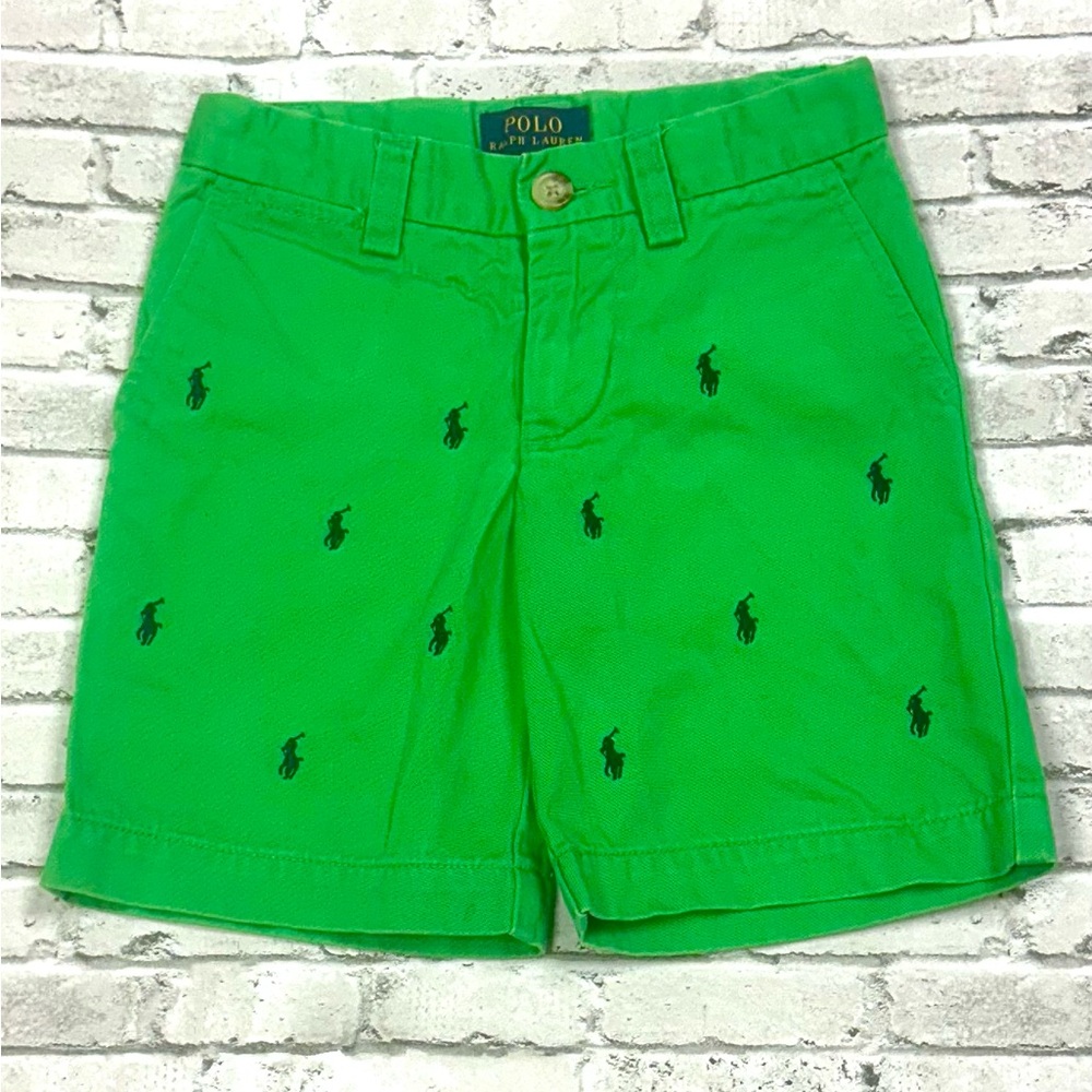 Polo Ralph Lauren Boys Chino Shorts 4T Green Embroidered Pony Preppy Summer